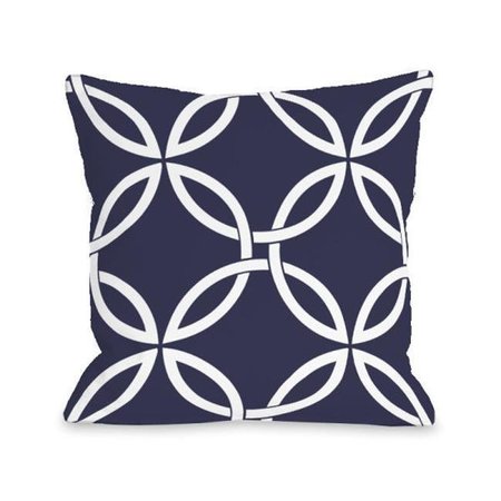 ONE BELLA CASA One Bella Casa 74678PL16 16 x 16 in. Interwoven Circles Midnight Pillow; Midnight 74678PL16